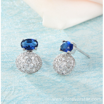 hot sale Sapphire CZ 925 silver earring women